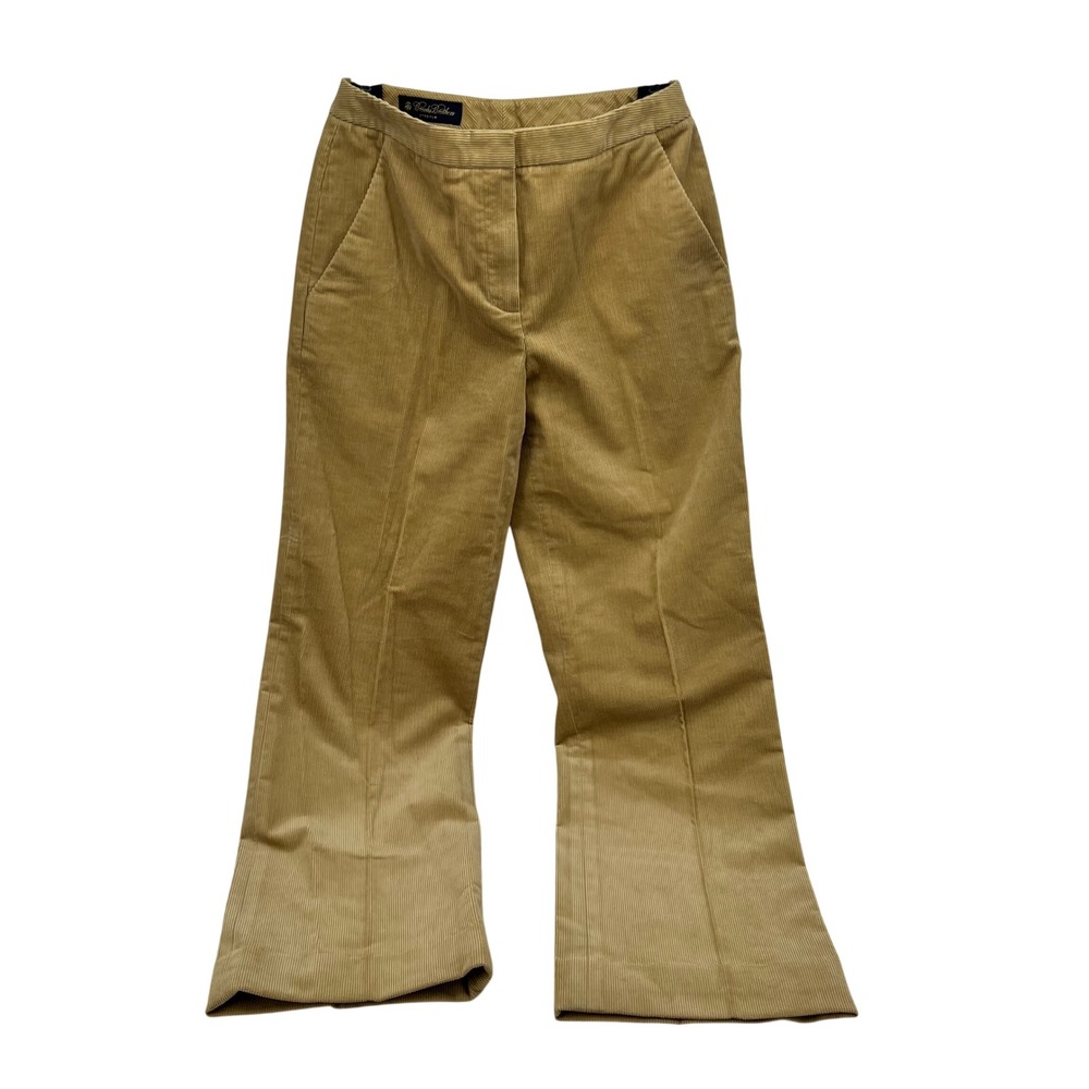 Brooks Brothers Tan Corduroy Wide Leg Pants Stretch Italian Size 2 inseam 28"